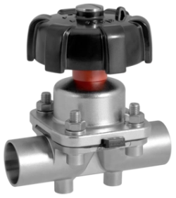 Diaphragm Valve, Manual T-body [WELD CONNECTIONS: 2" (1) on 2" (2)]
